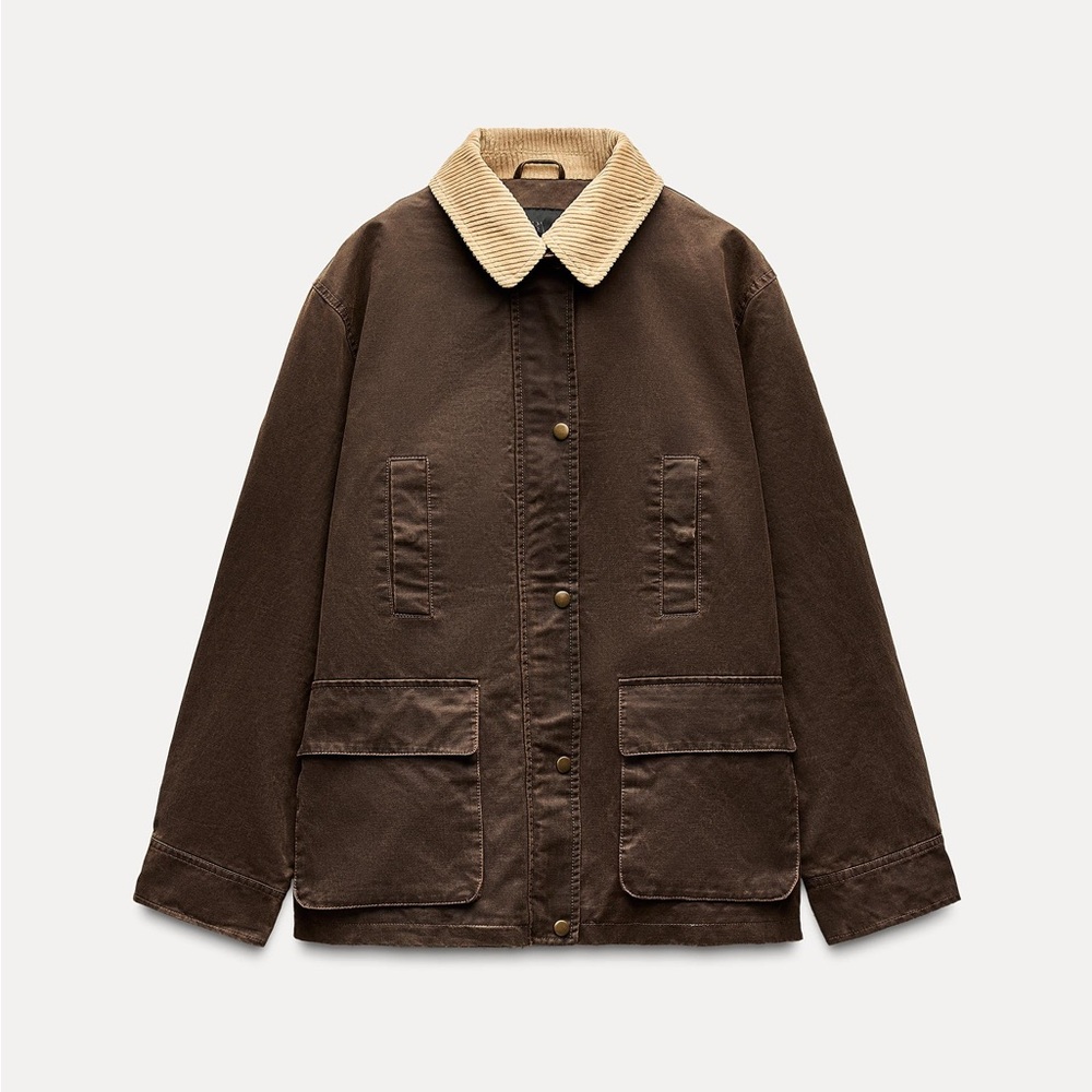 Zara Dark Brown Oversized Barn Jacket, Size XS
